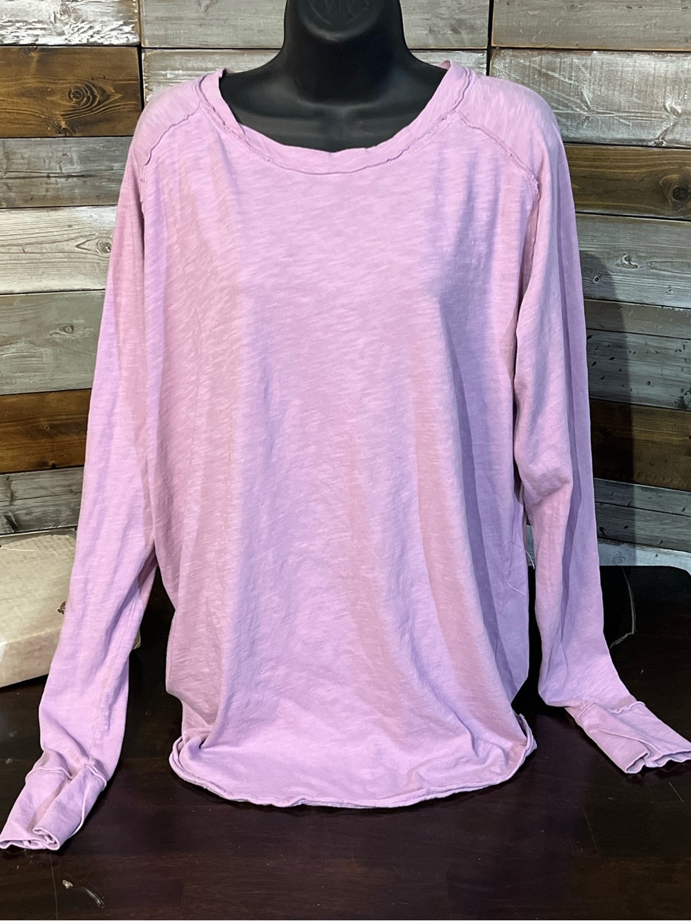 Free People Arden Tee, Lavender, Slouchy, Long Sleeve, Thumbholes, Sz M